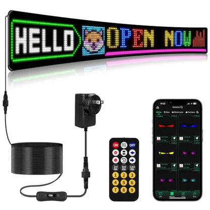 52"*7.5" Large Programmable Soft LED Sign, Flexible Easy Install,Pre-Made Animations & Customizable Text,21-Key Remote Control and app Control,for Store,School,Hotel,Bar - size: 52"*7.5"