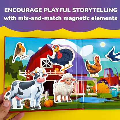 QUOKKA Travel Magnetic Puzzles for Toddlers 1-3 – 20+Pcs Happy Farm Toy Game with Extra-Long Play Book for Kids Ages 3-5 – Fun Travel Game Ages 2-4 – Strong Magnets for Car Activities – Version II - style: 12. HAPPY FARM 20+ PCS