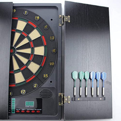 Electronic Dart Board Cabinet Set, with Integrated Scoreboard, Dart Storage for 12 Darts, Professional Darts Machine for Adults