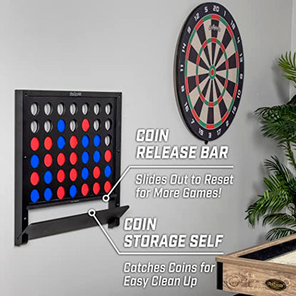 GoSports Wall Mounted Giant 4 in a Row - Jumbo Four in a Row with Coins - Black - color: Black