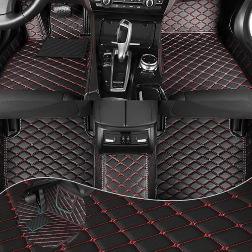 Car Floor Mats Fit for Dodge Dart 2013-2016 All Weather Durability Leather Car Floor Mats, Skidproof Pedal, Waterproof, Wear-reistant(Black Red) - color: Black Red