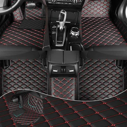 Car Floor Mats Fit for Dodge Dart 2013-2016 All Weather Durability Leather Car Floor Mats, Skidproof Pedal, Waterproof, Wear-reistant(Black Red) - color: Black Red