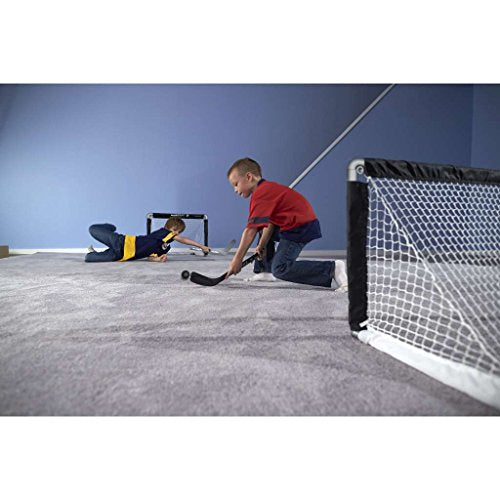 Franklin Sports NHL Kids Mini Hockey Goal Set - (2) Mini + Knee Hockey Goals, (4) Youth Sticks, (2) Goalie Sticks + (4) Foam Balls - Knee + Mini Hockey Set - color: Black