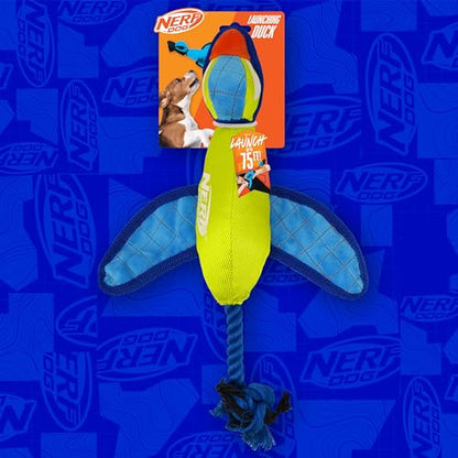 Nerf Dog 16.5in Nylon Ultraplush Crinkle Wing Launching Duck Dog Toy - Green/Light Blue - color: Green / Blue