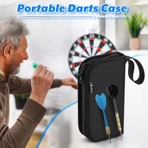 Dart Wallet Organizer - Compact Travel Storage Case Bag & Carrying Pouch for Steel & Soft Tip Dart, Holds 3 Assembled Darts, Tip, Shaft, Flight & Accessories, Fits for Game Tournament Player