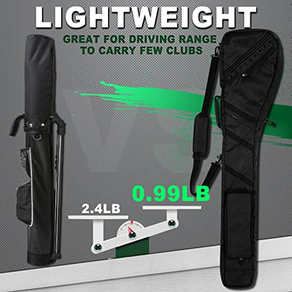 Big Teeth Golf Sunday Bag, Small Golf Bag Lightweight, Par 3 Golf Bag for A Few Clubs Driving Range, Practice with Carry Shoulder Strap Foldable Multi-Colour - color: Black