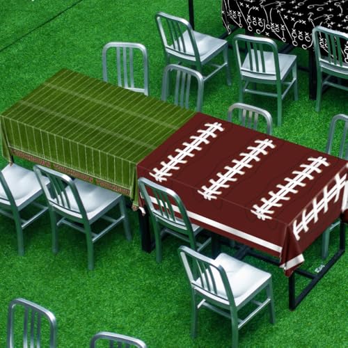 GREHUMOR Football Tablecloth 3 Pack Party Decorations Supplies 54"X108" Large Football Theme Disposable Plastic Table Cover for Birthday Game Day Tailgate Party Decor