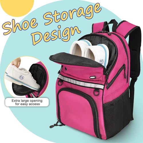 Goloni Bowling Backpack,Single Ball Bowling Bag with Shoe Compartment Up to Size 16,Bowling Bag with Padded Ball Holder - color: Pink