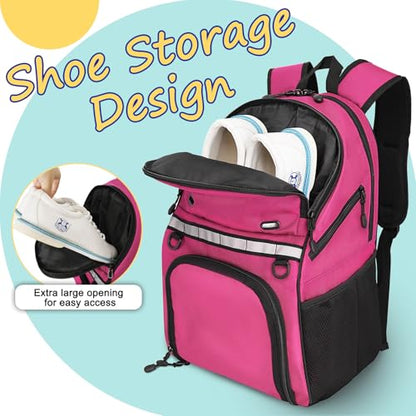 Goloni Bowling Backpack,Single Ball Bowling Bag with Shoe Compartment Up to Size 16,Bowling Bag with Padded Ball Holder - color: Pink