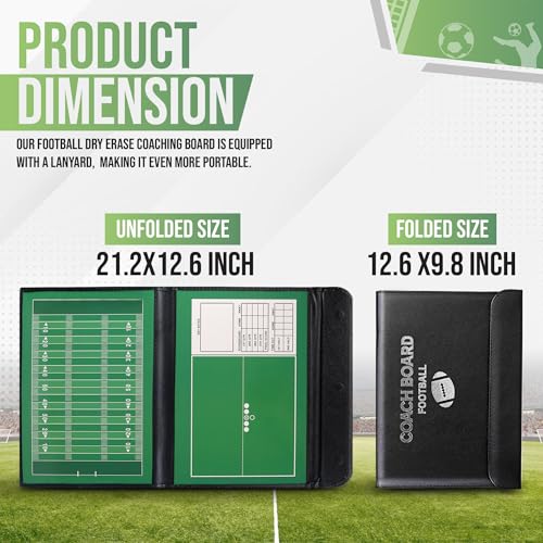 ZPU Dry Erase Coaching Board, Magnetic Coaches Clipboards, Portable Foldable Tactics Board with Dry Erase Marker Pen and Magnets – Basketball, Football, Soccer, Hockey - style: Football