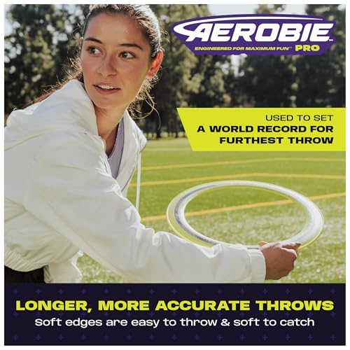 Aerobie Pro Ring Outdoor Flying Disc, Flying Ring for Kids Parties and Backyard Games, Teen Boys Gift Ideas, Kids Toys for Ages 5 & Up, Blue, 14”