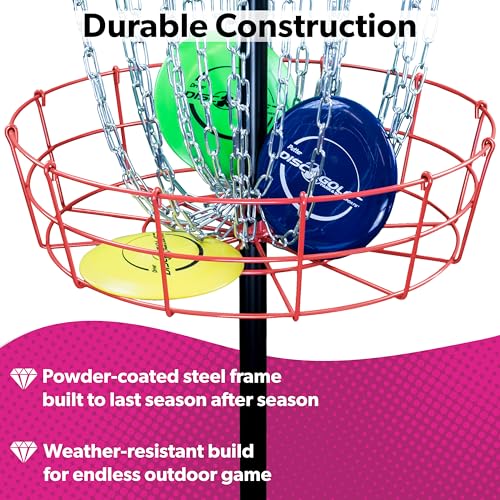 Park & Sun Sports Portable Frisbee/Disc Golf Steel Target Goal with Basket - style: Deluxe 6 Disc Set
