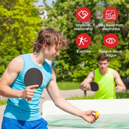 Liliful 8 Pieces Table Tennis Paddle Set Portable Indoor Tennis Rackets Accessories Bulks with 12 Balls and Storage Bag for Indoor Outdoor Adult Professional Games