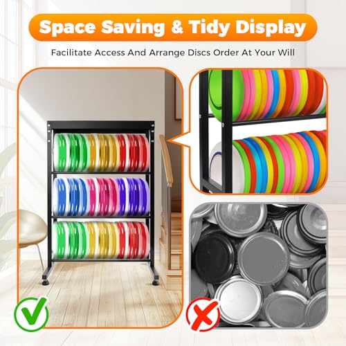 Sidasu 2/3/6-Tier Discs Golf Rack,Metal Disc Golf Storage Rack, Space-Saving Disc Station for Disc Golf Storage Shelf-Black - size: 3-shelf