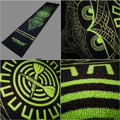 Shot Darts Dart Mat with Throw Line, Dart Points and Flooring Protector, Non-Curling & Shock Absorbing, Rubber Material (9.6 Feet x 2.2 Feet)