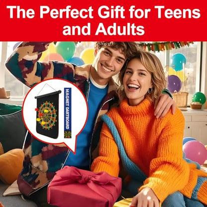 Magnetic Dart Board, 15 x 12 Inches Dart Boards for Youth Boys Girls, Two Sided Roll Up Dartboard,12 Magnetic Safe Darts, Indoor Outdoor Game, Room Decor, Best Gifts for Teen Boys 13-18