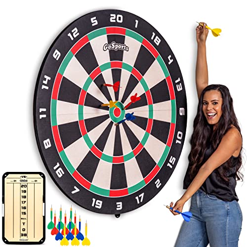 GoSports Giant 3 ft or 4 ft Cork Dartboards - Includes 12 Giant Darts and Scoreboard - New Fun Twist on Darts - style: 4 ft