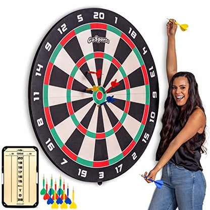 GoSports Giant 3 ft or 4 ft Cork Dartboards - Includes 12 Giant Darts and Scoreboard - New Fun Twist on Darts - style: 4 ft