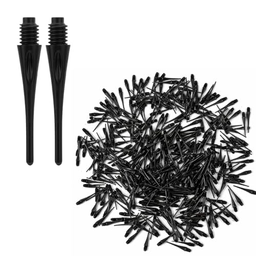 300 Pack 2BA Thread Soft Dart Tips, Durable Nylon Replacement Dart Points Break Resistant Soft Tip Darts Accessories Set for Electronic Dartboards (Black)