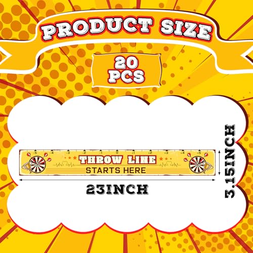 Fuyoooo 20 Pcs Dart Throw Line Floor Sticker PVC Dart Board Line Stickers Board Floor Marker Toe Line Marker for Target Game Players Lovers Party Accessories, 23 x 3.15 Inch