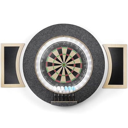 Dart Board Cabinet Set with LED Light; Bristle Dartboard, Built in LED Light, Darts and Chalkboards - color: Black