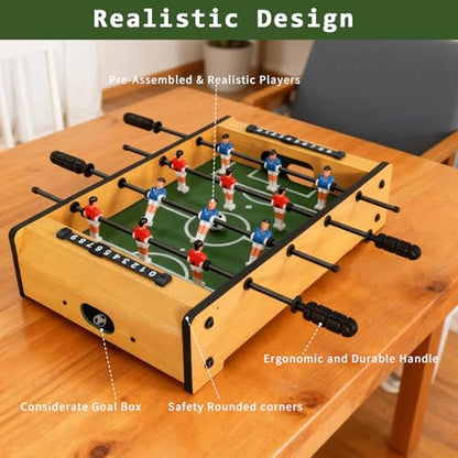 20 Inch Mini Tabletop Foosball Game Set, Table Football, Tabletop Football Games, Durable Soccer Kit for Adults, Children, Families and Playrooms, Easy to Store