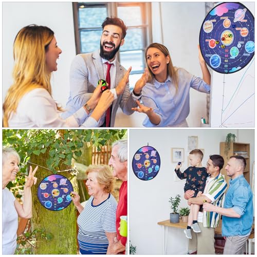 Hungdao 3 Sets Carnival Games Combo Set, Dart Board with Balls Plastic Cones Ring Bean Bags Toss Game for Boys Girls Adults Family Birthday Yard Indoor Outdoor - style: Creative Style