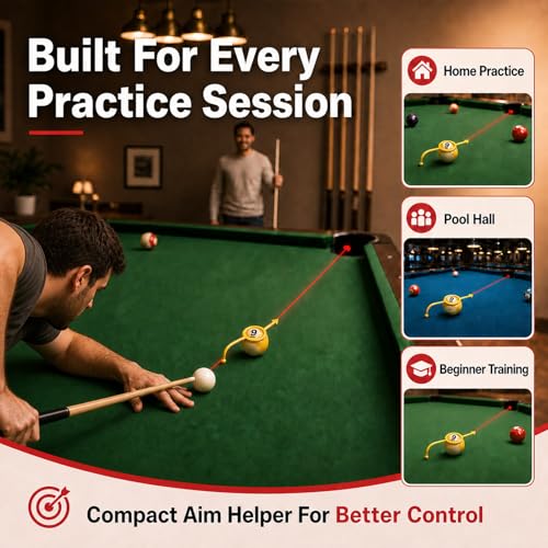 9 Pcs Billiards Training Aids, Pool Cue Shot Aiming Trainer | Practice accessories for standard 2-1/4 inch pool balls, cue shot aiming, billiards drills, beginner and intermediate players