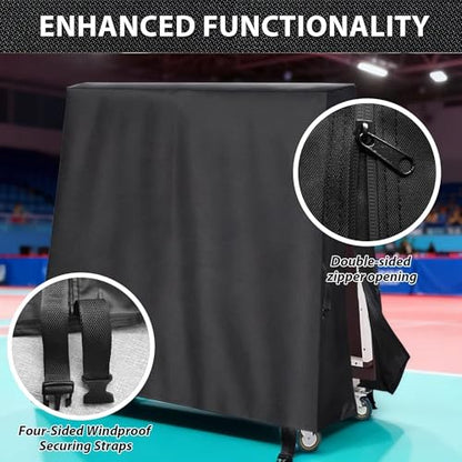 Ping Pong Table Cover Heavy Duty 600D Oxford Waterproof Outdoor Table Tennis Cover Universal for 9x5 FT Foldable Tables, Windproof Buckles, Side Zip Opening, All Weather Protection - size: Folded