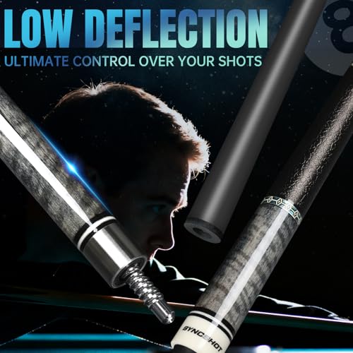 Carbon Fiber Pool Cue Stick 58" Professional Pool Sticks for Adults Full Carbon Technology Low Deflection Pool Cue Billiard Cues with 12.5mm Tip - color: Grey-H3