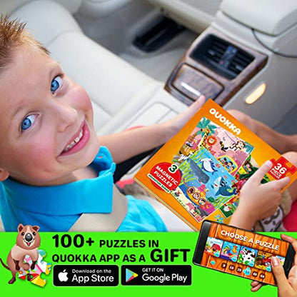 QUOKKA Magnetic Puzzles for Kids Ages 4-6 – 36 Pieces Sudoku Toddler Puzzles Ages 2-4 – Travel Games for Kids 3-5 – Animal Jungle Sea Toddler Travel Toys – Car Airplane Road Trip Games for Boys&Girls - style: 2. JUNGLE 36 PCS