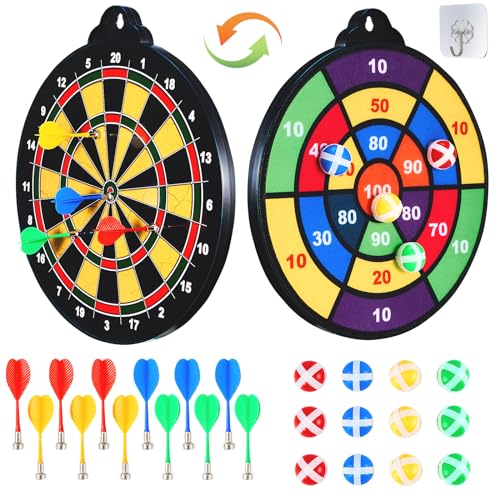 moopok Magnetic Dart Board for Kids-12Magnetic Dart/Sticky Balls Or 2 Toy Gun+40 Foam Dart.Indoor/Outdoor Kids Games and Party Games,Christmas Birthday Gifts Toys for 3-12 Year Old Boys - style: 14IN-2in1 Board+12 Magnetic Dart+12 Sticky Ball
