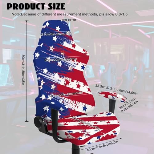Chair Slipcovers with Armrest Covers & Zipper USA Theme Stars Stripes Motif Four Piece Set Stretchy Computer Chair Cover for Adults Men Boys Durable Comfortable for Long Hours of Use - color: American Flag