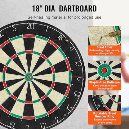 VEVOR Dart Board Cabinet Set, Multiple Styles Ready-to-Play Bundle Official Size, Steel Tip Dart Hideaway Cabinet, Features Easy Assembly, Complete with All Accessories, Perfect for Cricket Games - size: 43.3" x 21.3" x 4.3", style: Hideaway Style w/Light