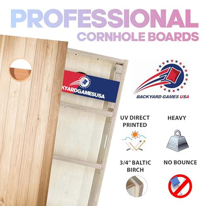 Wood Grain Series - Premium Cornhole Boards w Cupholders and a Handle - Includes 2 Regulation 4' x 2' Cornhole Boards w Premium Birch Plywood and 8 Cornhole Bags - style: 1459