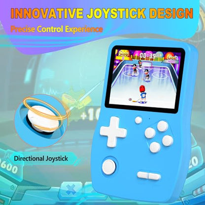 32 Bit Handheld Games for Kids Preloaded 139 Video Games, Portable Video Gaming Player with 3.0" IPS Screen and Rechargeable Battery, Mini Travel Games Electronic Gifts Toys for Boys Girls, Blue - color: Blue
