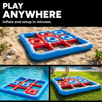 Golf Pong Chip Tac Toe Floating Pool Game - 4FT Inflatable Tic Tac Toe Pool Toy for Adults & Teens, Outdoor Games, Pool Party Games, Backyard Games & Yard Games (No Club Included)