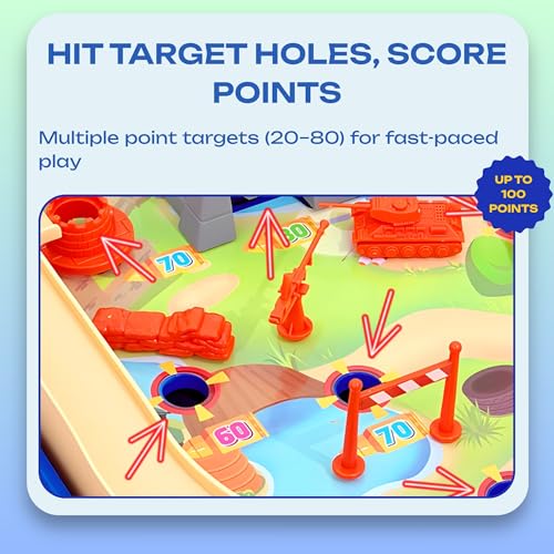 Battle Pinball Machine — Tabletop Arcade Game with Obstacles, Pull-Rod Launcher, Flippers & Scoring Targets, 1-2 Player Mini Pinball for Kids Ages 3+ - style: Battle Pinball