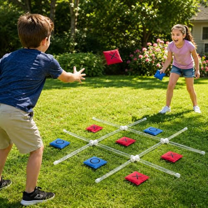 Outdoor Toss Games for Adult and Kids, Giant Tic Tac Toe Game with LED Light, Classical Board Yard Game Sandbag Game for Famlily, Party, Travel(4ft x 4ft)
