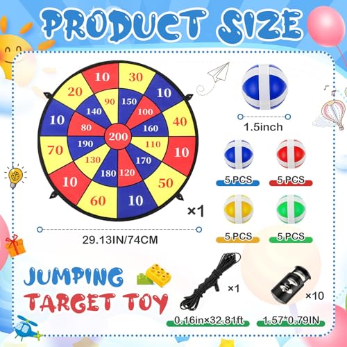 Lunmon 29" Trampoline Dart Board Game Accessories, Trampoline Toss Game Dartboard with 20 Sticky Balls, Indoor & Outdoor, Sport Fun Party Play Toys for Birthday Gifts - style: Stylish Style 200 Score