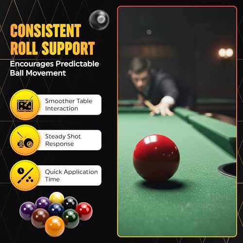 Billiard Ball Cleaner and Restorer with Cleaning Cloth - Pool Ball Cleaner for Consistent Roll, Billiard Ball Cleaner Spray for Professional Care - Removes Chalk Residue, Dust, Dirt, and Grime - 8 Oz
