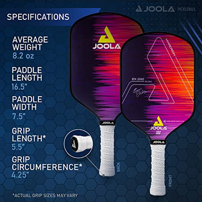 JOOLA Ben Johns Hyperion Pickleball Paddle - Select Raw Carbon Surface or Carbon Abrasion Surface for Increased Power and Spin - Elongated Grip Handle - Carbon Fiber Pickleball Paddle - USAP Approved - color: Hyperion | CAS | 13.5mm with Cover