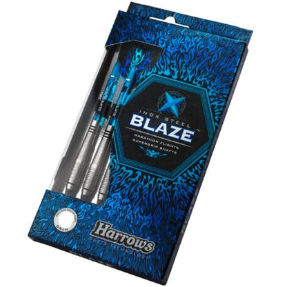 Harrows Blaze INOX Soft Tip Darts Set | Includes Travel Case | 16g & 18g | Supergrip Shafts & 100-Micron Marathon Flights