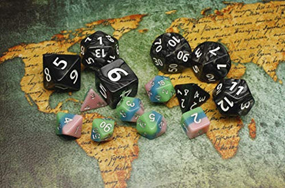 Dungeons and Dragons D&D Giant Black 25mm Polyhedral Dice Set - RPG Dice Bag, Pathfinder, MTG - color: Black