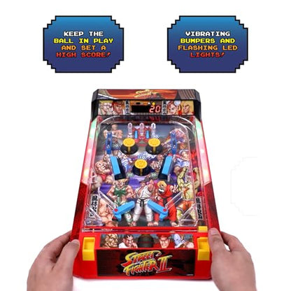 Street Fighter II: Arcade Pinball - Premium Series, Lights & Sounds Iconic Tabletop Game, LED Scoreboard, Vibrating Bumpers, Licensed, Adults-Kids 6+