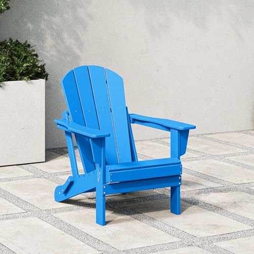 WestinTrends Malibu HDPE Outdoor Patio Folding Poly Adirondack Chair, Pacific Blue - color: Pacific Blue, size: 1 Chair
