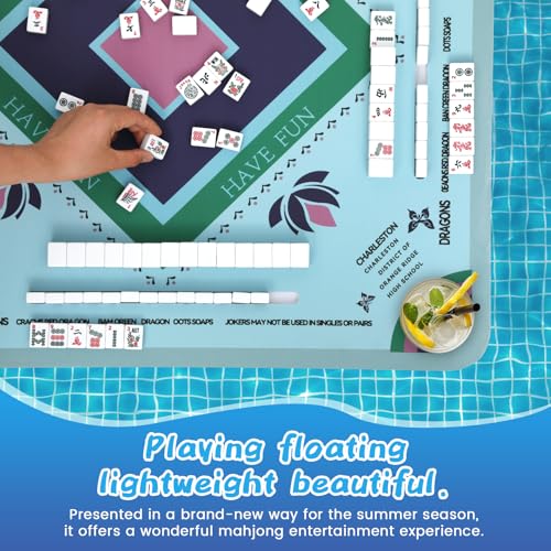 Floating Mahjong Table for Pool 31.5×31.5, Swimming Pool and Hot Tub Float Board for Mahjong，Card Game, Adults Pools Game Tray for Mahjong, Card Game, Scrabble, Dominoes & Poker, Floating Mahjong Mat
