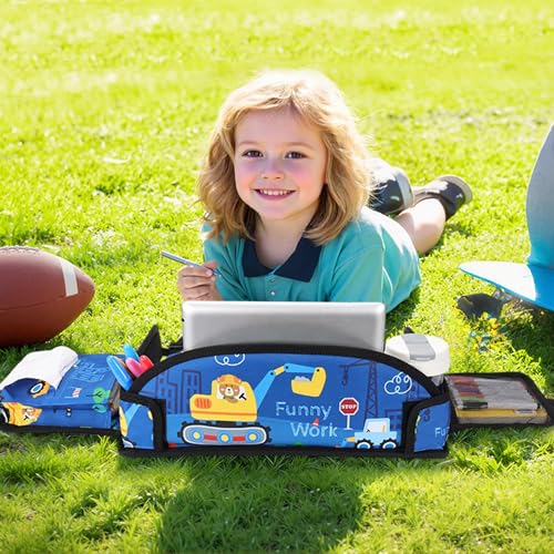 Kids Travel Tray for Airplane - Toddler Car Seat Table Tray, Road Trip Essentials for Boys & Girls, Carseat Lap Desk for Kids Road Trip Activities (Dark Blue Car) - color: Dark Blue Car