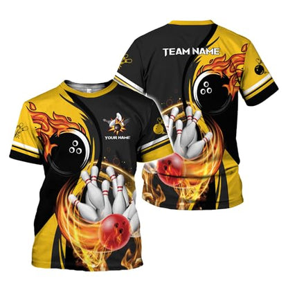 Rivelus Personalized Name Bowling Shirts for Men and Women 3D, Bowling Shirts for Team Bowling, Bowling Shirts Gift - color: Blm32