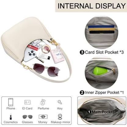 KKXIU Shoulder Bag for Women Cute Hobo Purses and Handbags Retro Clutch Underarm Purse | Cute - color: Beige